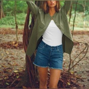 Prana | Railay Tunic Olive Green Button-Up Shirt SzXL